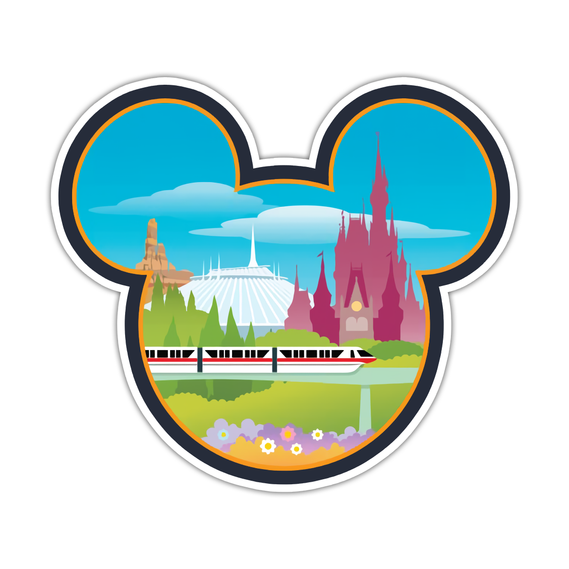 Disney Rides in Hidden Mickey Icon Die Cut Sticker (4799)