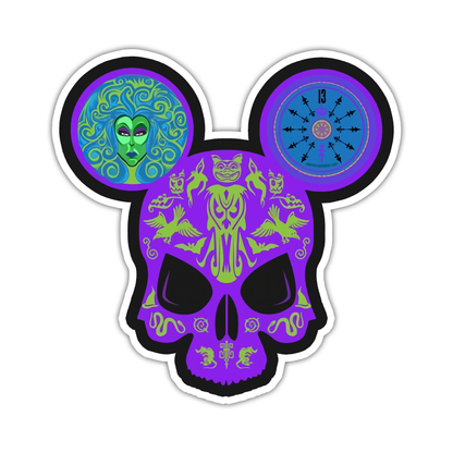 Versteekte Mickey Skull Spookhuis Die Cut Plakker (4812)