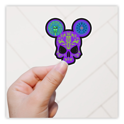 Versteekte Mickey Skull Spookhuis Die Cut Plakker (4812)