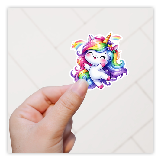 Kawaii Rainbow Unicorn Die Cut Sticker (4862)