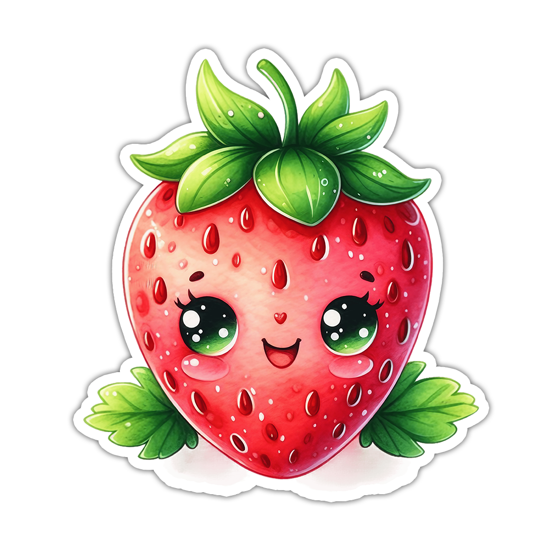 Kawaii Strawberry Die Cut Sticker (4865)