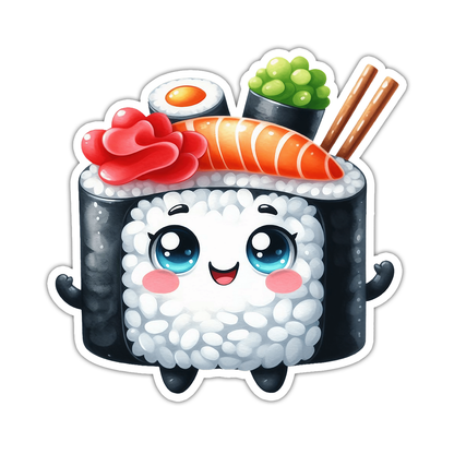 Kawaii Sushi Die Cut Sticker (4867)
