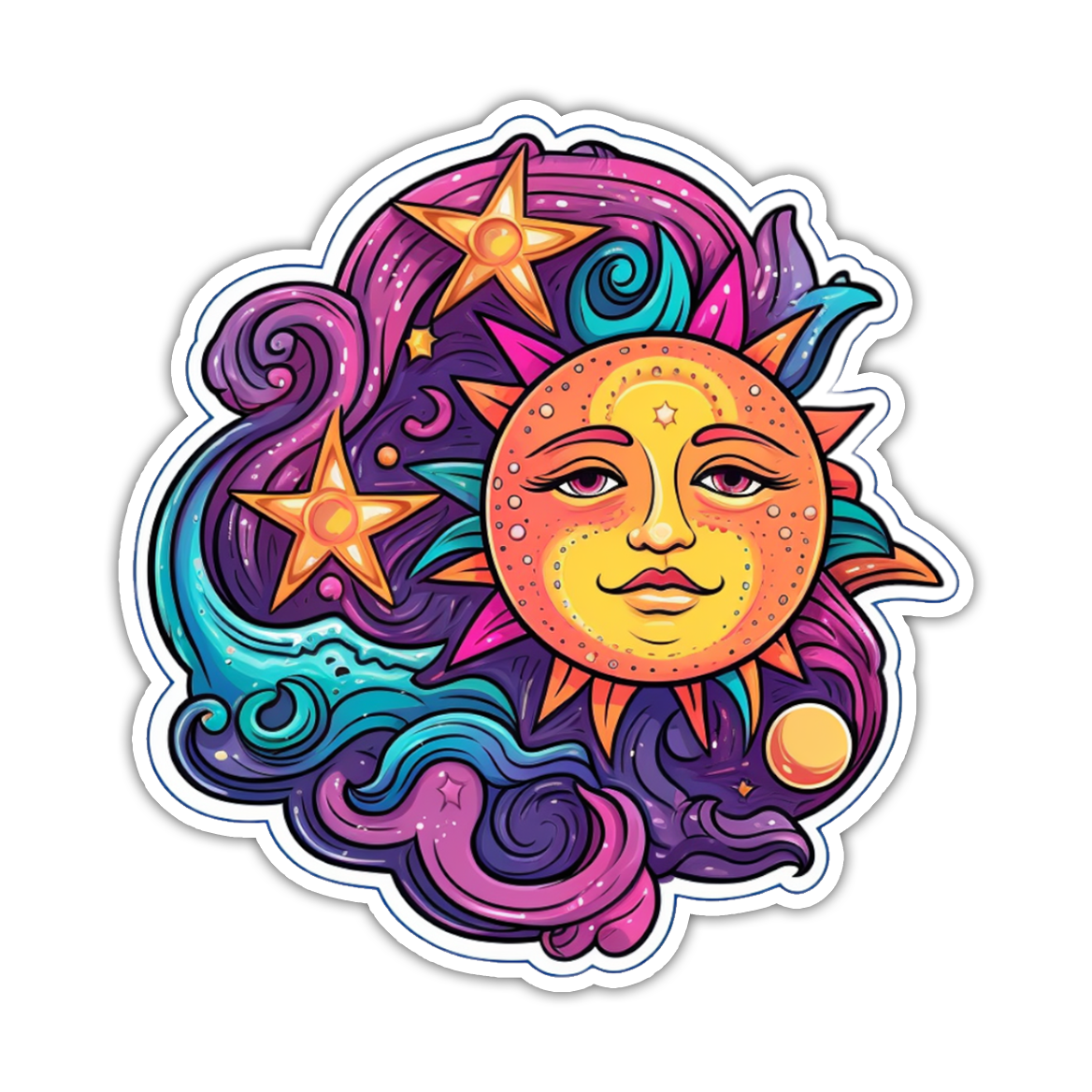 Fantasy Sun Stars Die Cut Sticker (4887)