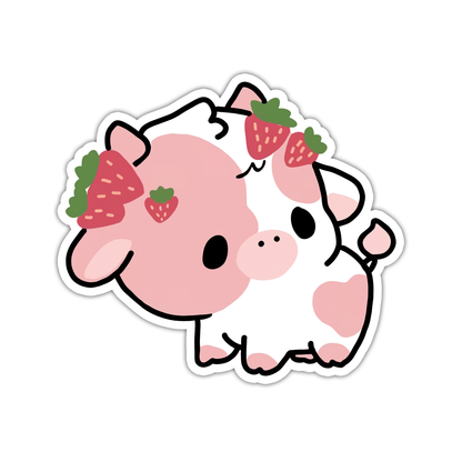 Kawaii Strawberry Cow Die Cut Plakker (4897)