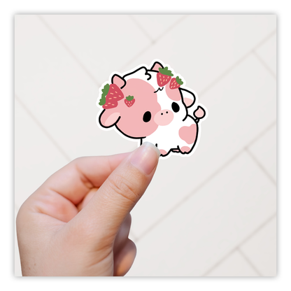 Kawaii Strawberry Cow Die Cut Plakker (4897)