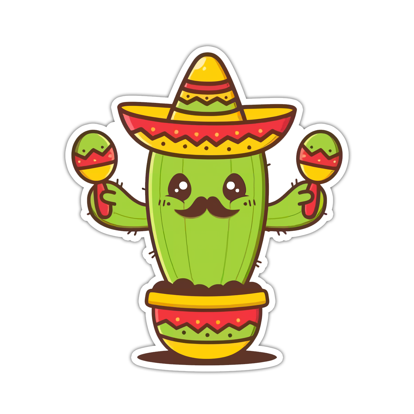 Kawaii Mexican Cactus Saguaro Die Cut Sticker (4907)