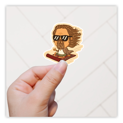 The Big Lebowski The Dude Flying on The Rug Die Cut Sticker (4908)