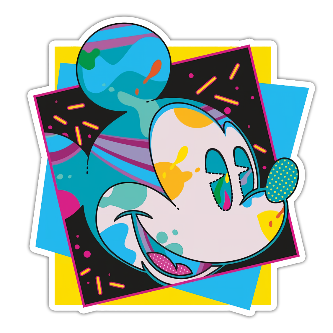 Retro Memphis Mickey Mouse Die Cut Sticker (4914)