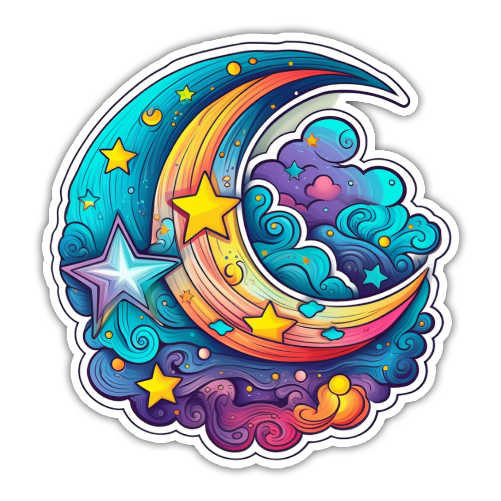 Fantasy Crescent Moon Die Cut Sticker (4919)