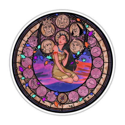 Disney Princess Stained Glass Pocahontas Die Cut Sticker (4942)