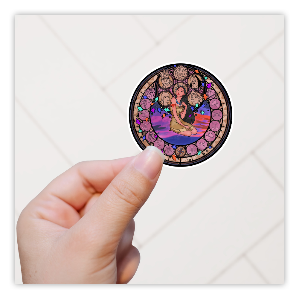 Disney Princess Stained Glass Pocahontas Die Cut Sticker (4942)