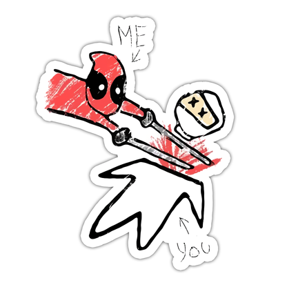 Deadpool Drawing Killing Ninja Die Cut Sticker (4947)