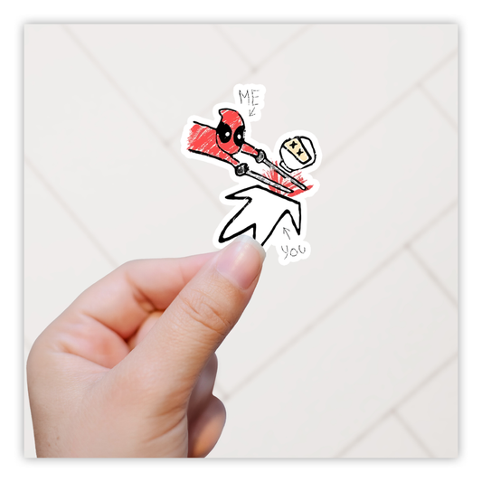 Deadpool Drawing Killing Ninja Die Cut Sticker (4947)