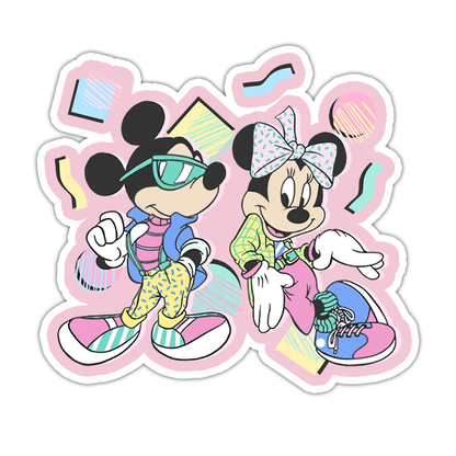 90's Danspartytjie Mickey en Minnie Die Cut Sticker (4958)