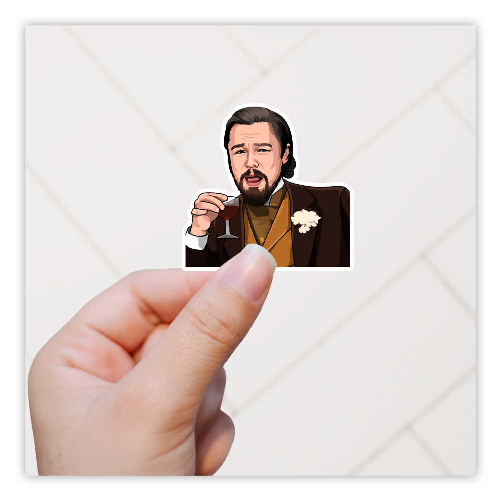 Leonardo DiCaprio Laughing Calvin Candie Meme Die Cut Sticker (4960)