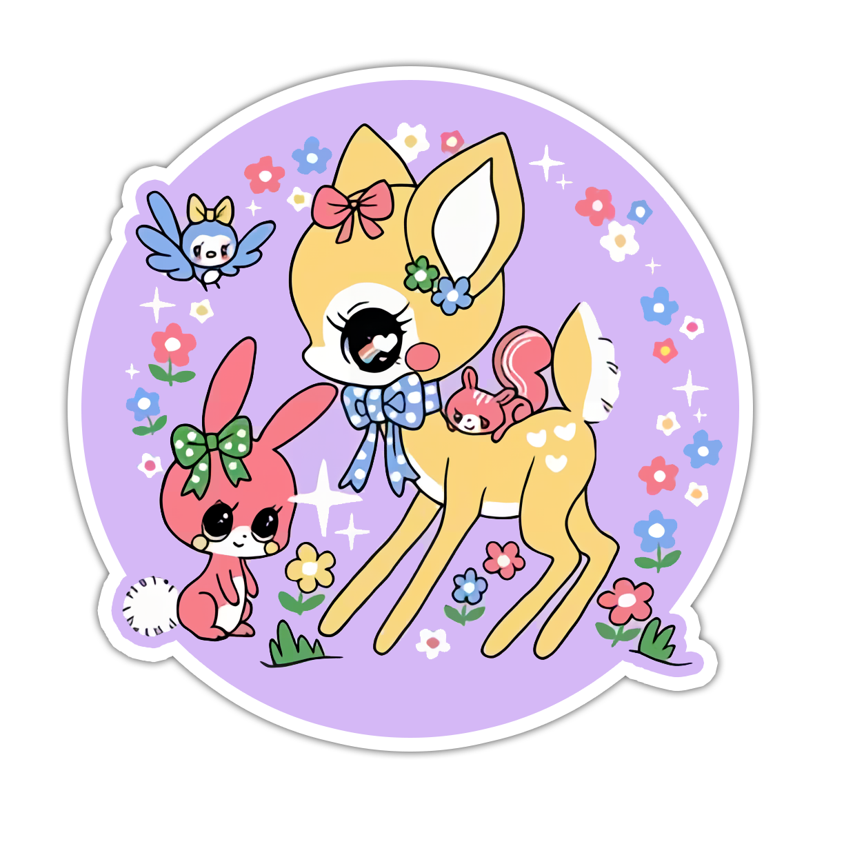 Retro Kawaii Deer Bunny Die Cut Plakker (4990)