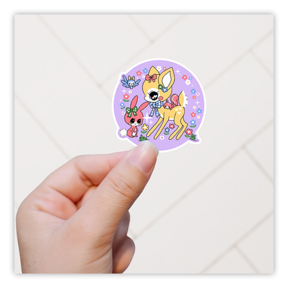 Retro Kawaii Deer Bunny Die Cut Sticker (4990)