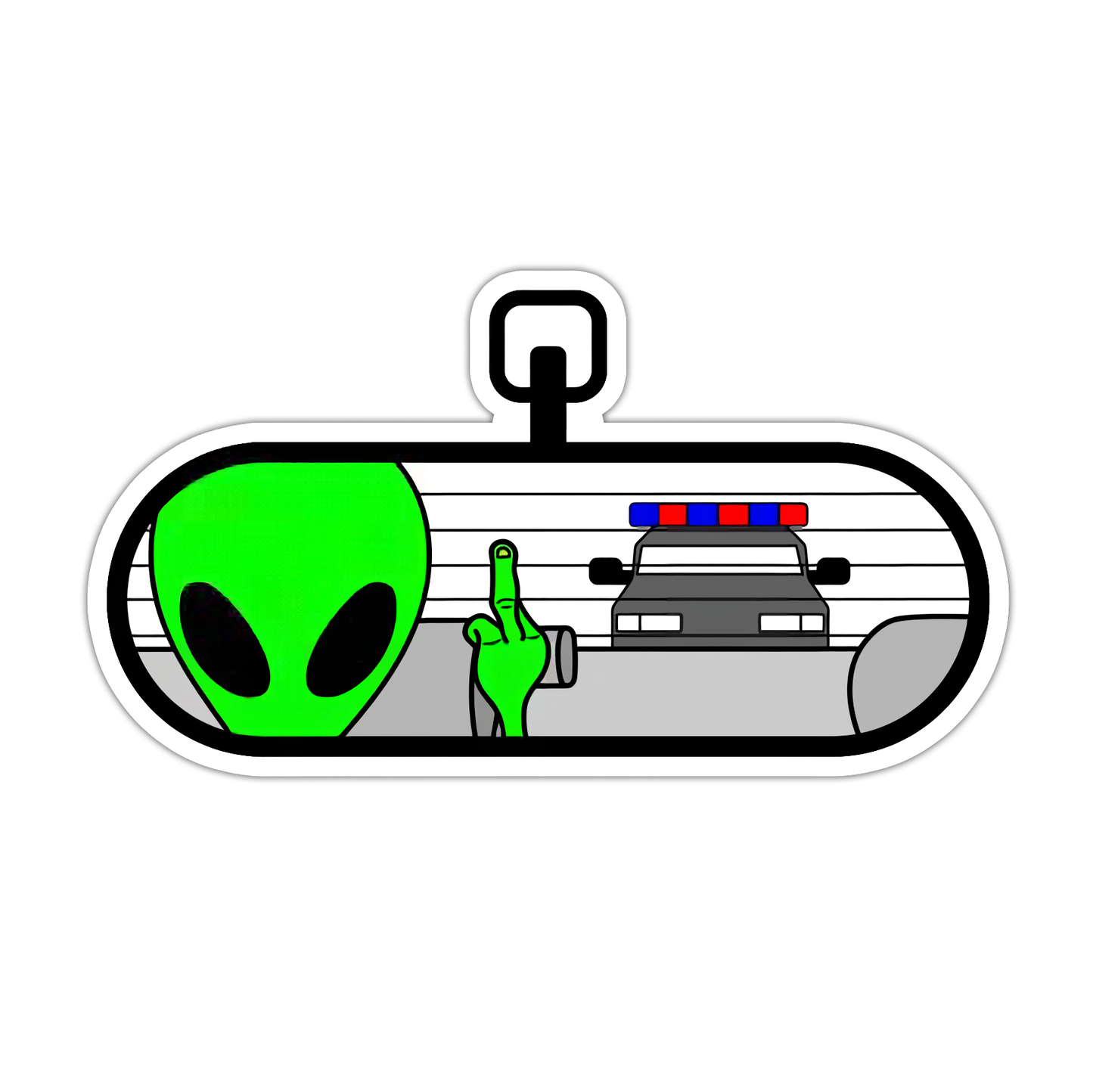 Alien Running from Police Die Cut Sticker (5027)