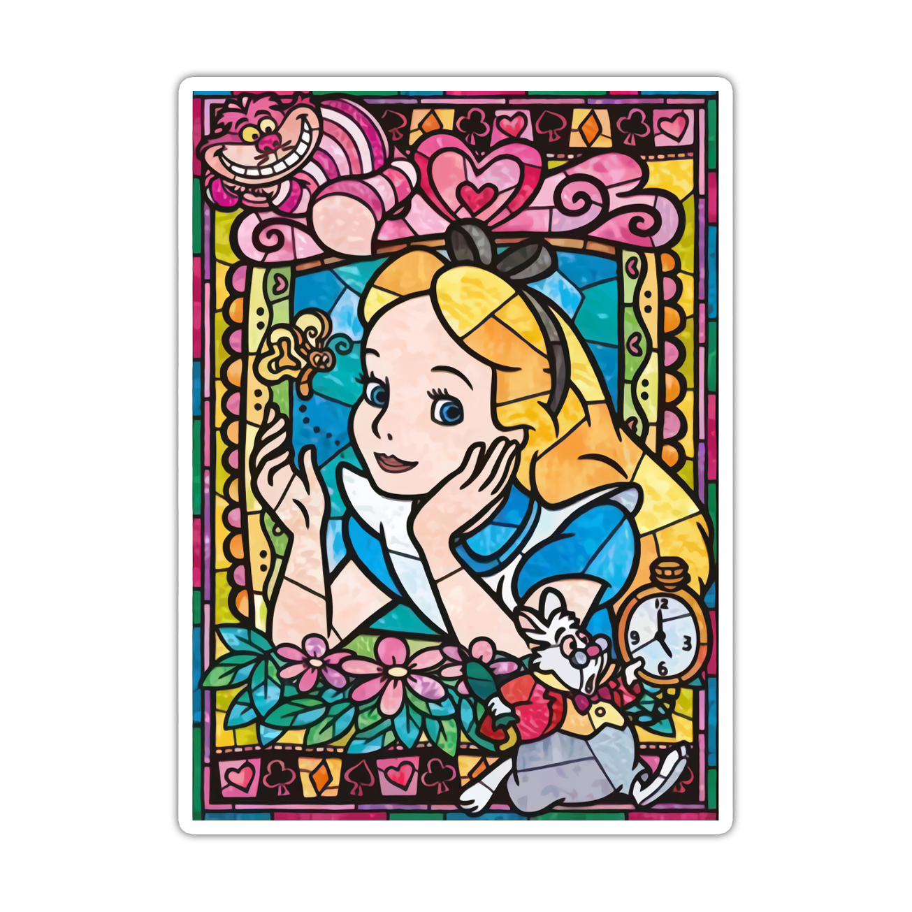 Disney Princess Stained Glass Alice In Wonderland Die Cut Sticker (5040)