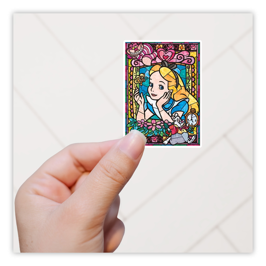 Disney Princess Stained Glass Alice In Wonderland Die Cut Sticker (5040)