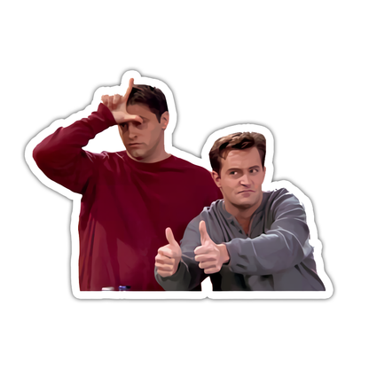 Friends Joey L to Forehead Chandler Thumbs Up Die Cut Sticker (5046)