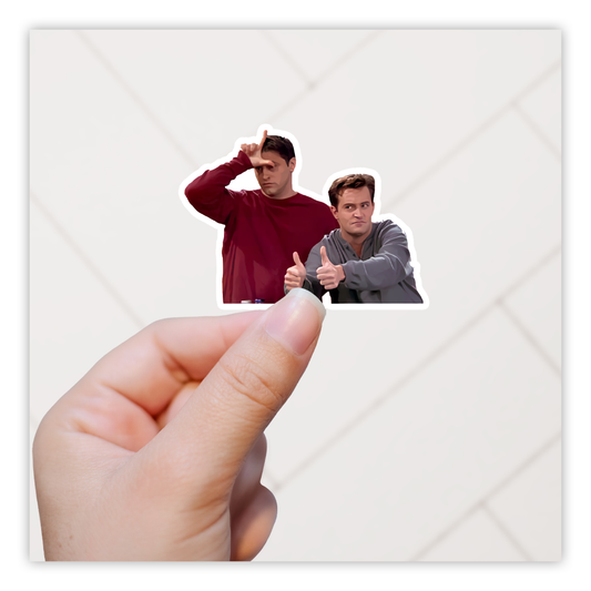 Friends Joey L to Forehead Chandler Thumbs Up Die Cut Sticker (5046)