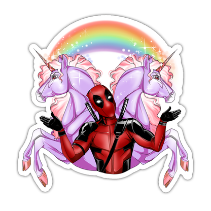 Deadpool Unicorns Rainbow Die Cut Sticker (5047)