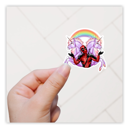 Deadpool Unicorns Rainbow Die Cut Sticker (5047)