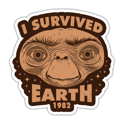 ET I Survived Earth 1982 Die Cut Sticker (5057)