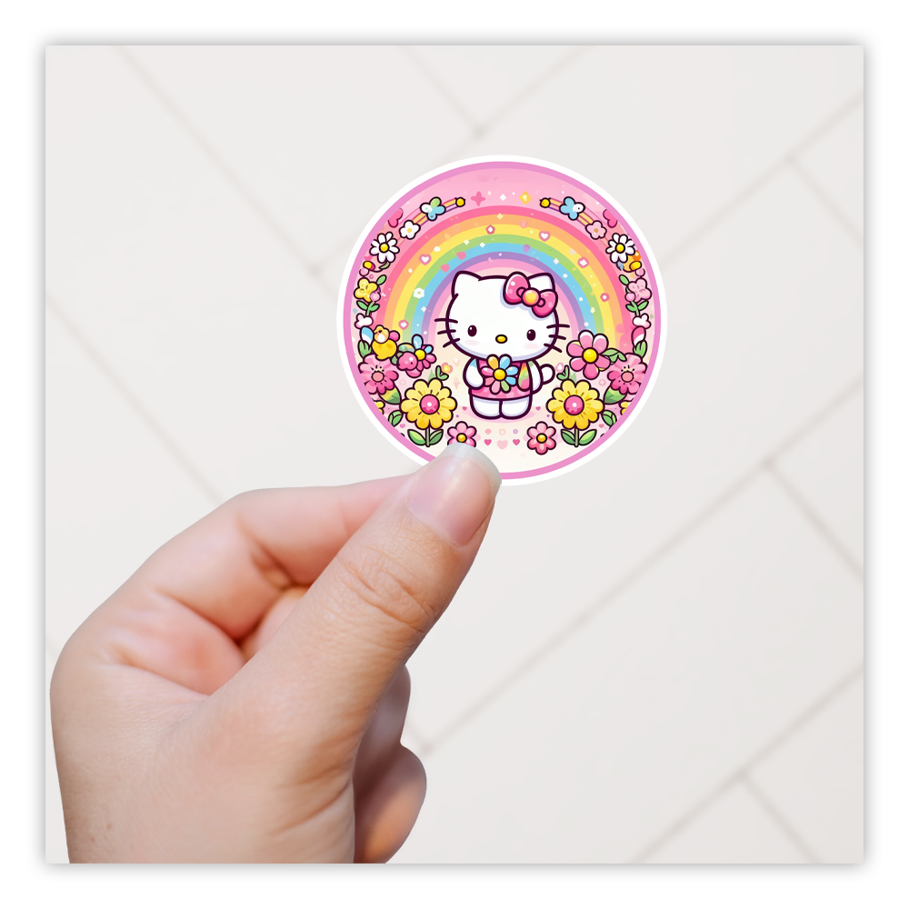 Hello Kitty Rainbow Flowers Die Cut Sticker (5064)