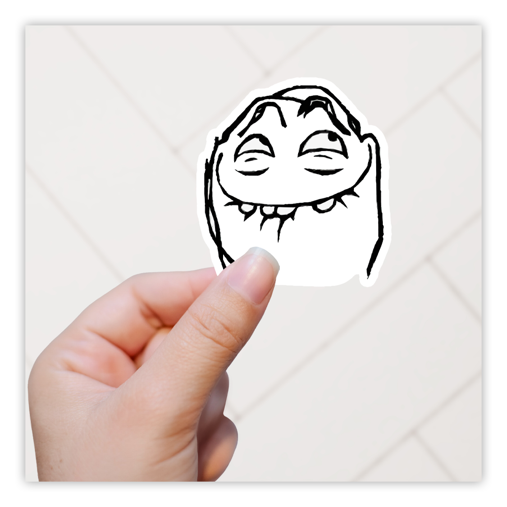 Troll Face Biting Lip Meme Die Cut Sticker (5074)