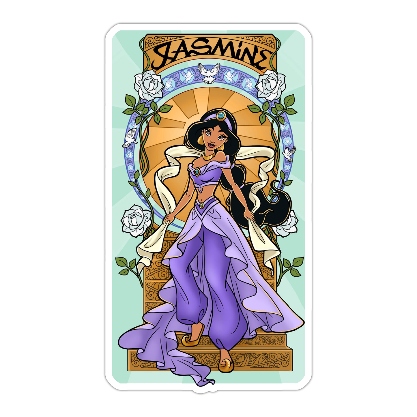 Disney Princess Art Nouveau Jasmine Die Cut Sticker (5077)