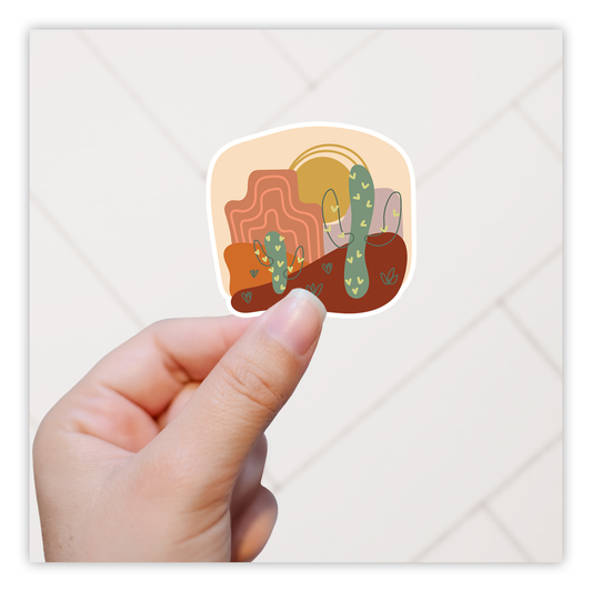 Boho Desert Landscape Saguaro Cactus Die Cut Sticker (5079)