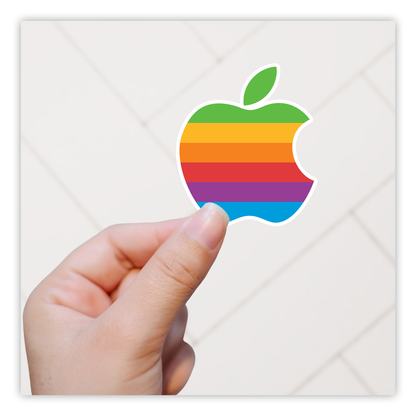 Retro Rainbow Apple Die Cut Sticker (5091)