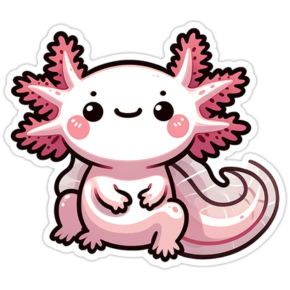 Pink Axolotl Die Cut Sticker (5142)