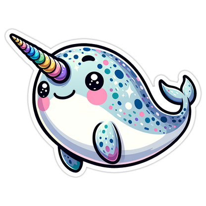 Rainbow Narwhal Die Cut Sticker (5143)