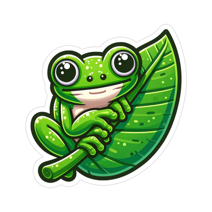Green Tree Frog Die Cut Sticker (5168)