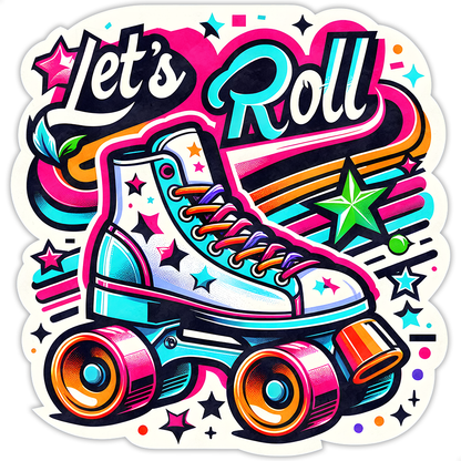 Let's Roll Roller Skates Die Cut Sticker (5178)