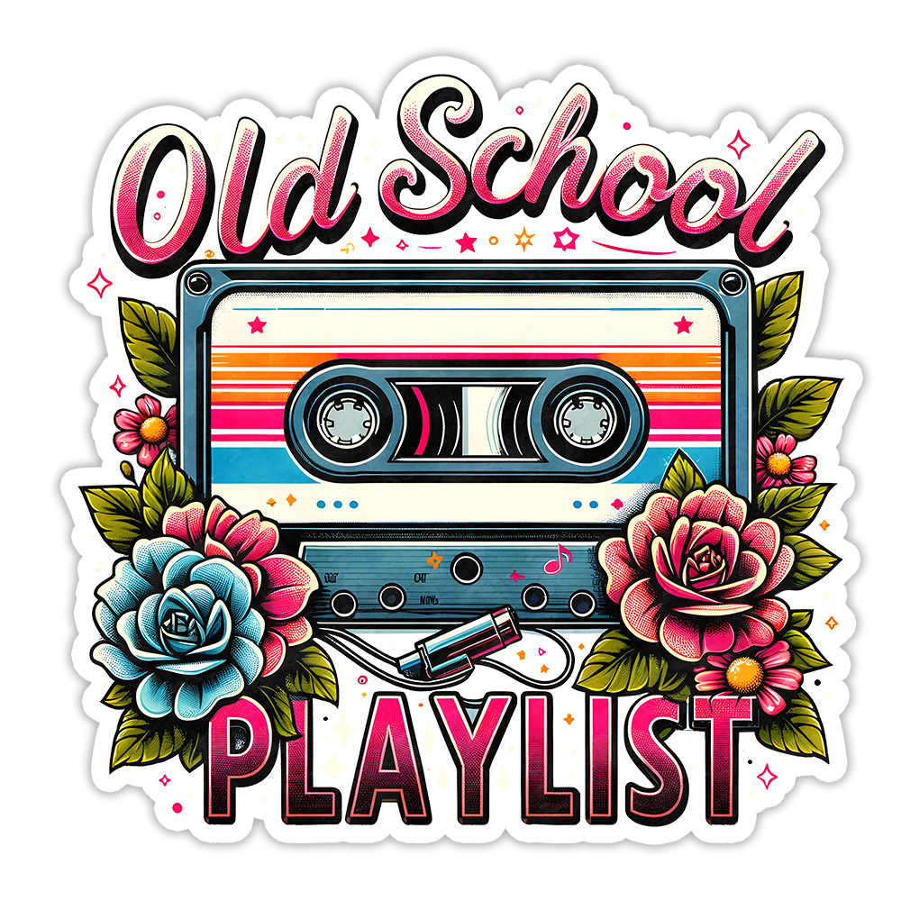 Old School Playlist Cassette Tape Die Cut Sticker (5180)