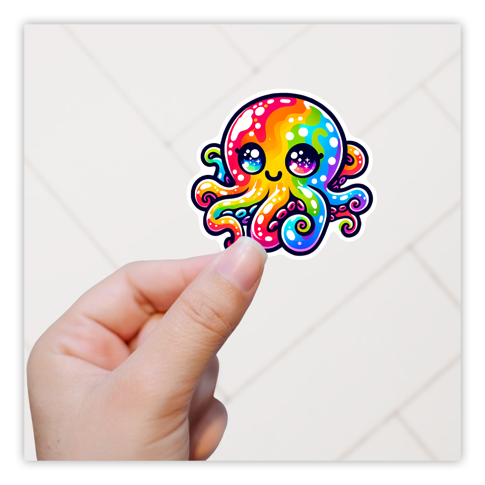 Kawaii Rainbow Octopus Die Cut Sticker (5185)