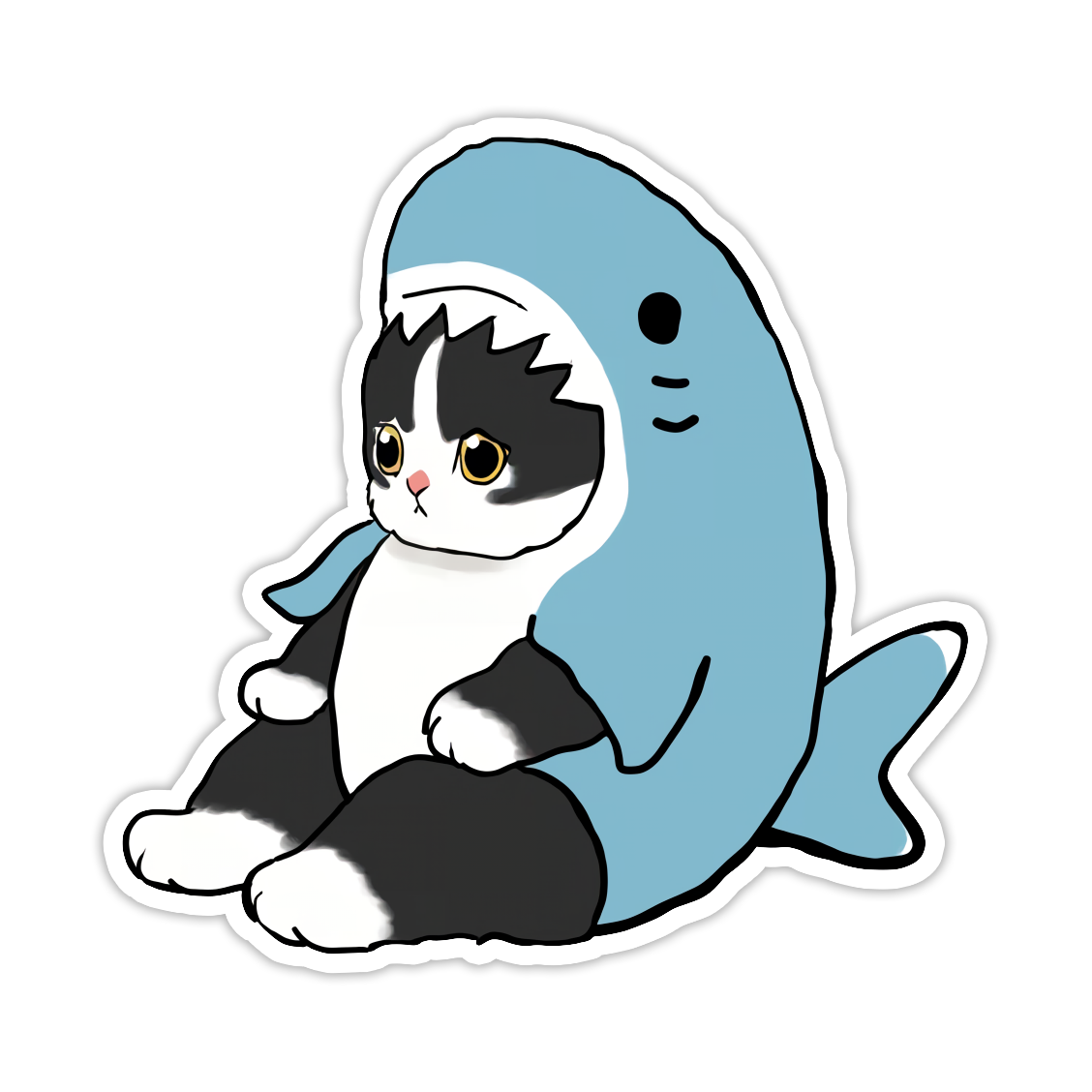 Cat in a Shark Costume Die Cut Sticker (5190)