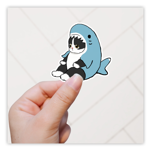 Cat in a Shark Costume Die Cut Sticker (5190)