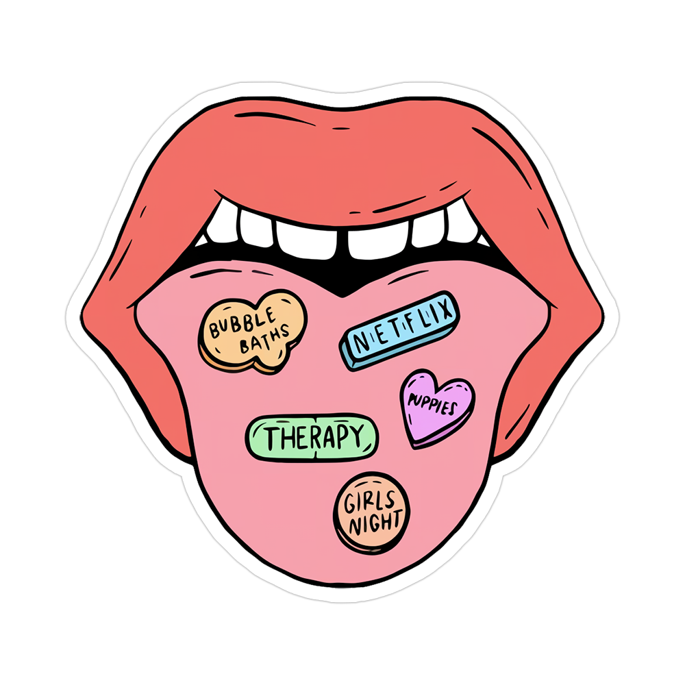 Therapy Pills Girls Night Puppies Netflix Bubble Bath Die Cut Sticker (5199)