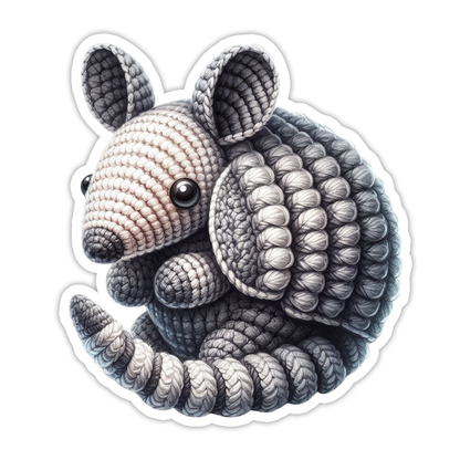 Crocheted Armadillo Die Cut Sticker (5227)