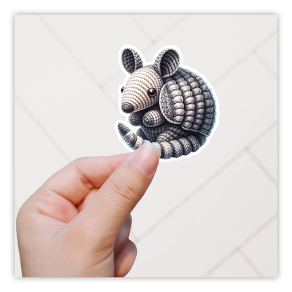 Crocheted Armadillo Die Cut Sticker (5227)