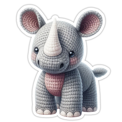 Crocheted Rhino Die Cut Sticker (5232)