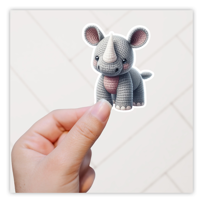 Crocheted Rhino Die Cut Sticker (5232)