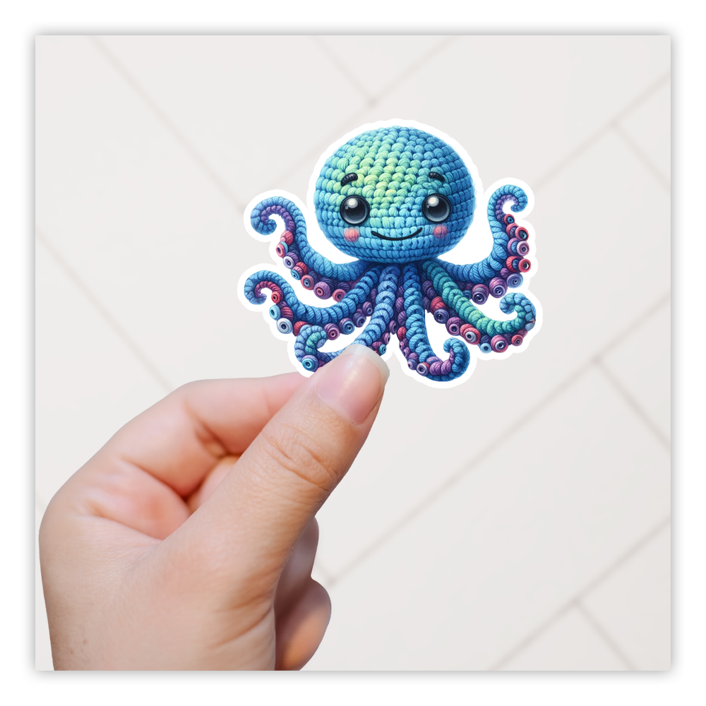 Crocheted Octopus Die Cut Sticker (5233)