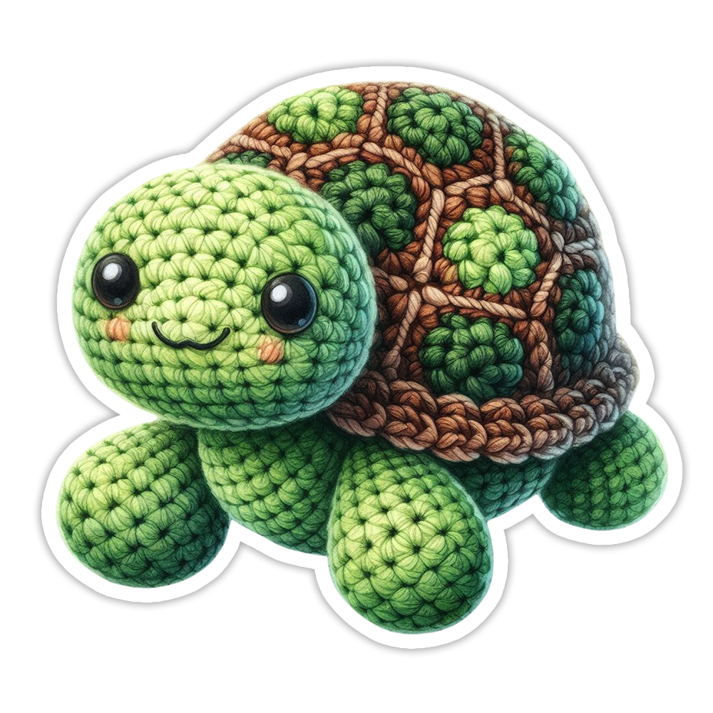 Crocheted Turtle Die Cut Sticker (5243)