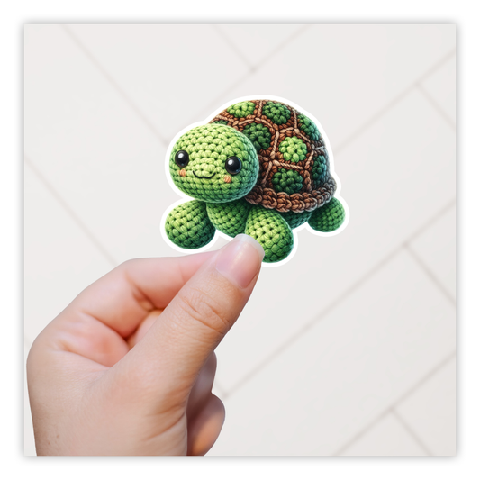 Crocheted Turtle Die Cut Sticker (5243)